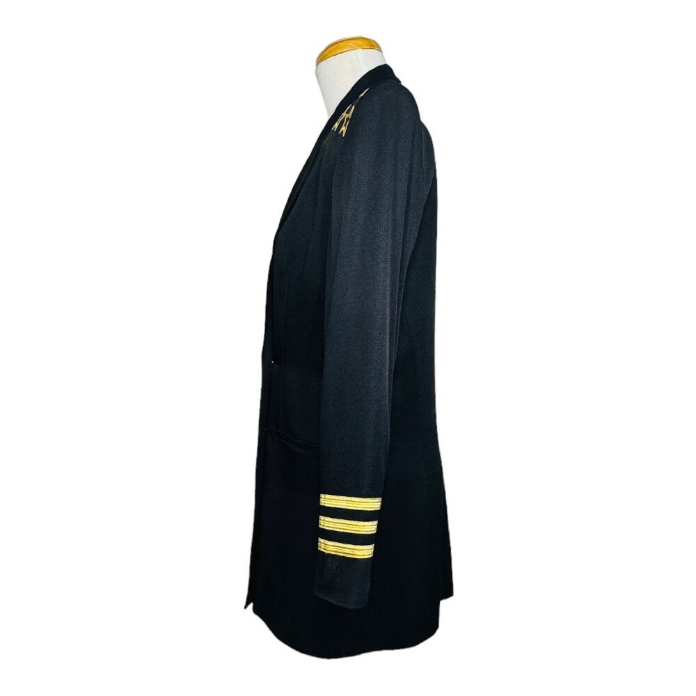 Solini New York Blazer Black Jacket Gold Embroidered Stars and Stripes 6 Vintage - Picture 9 of 14